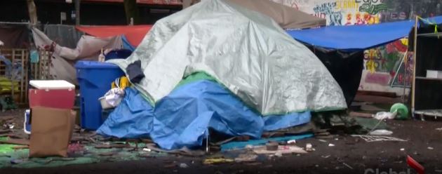Previous image of tent city at 58 West Hastings, Vancouver.