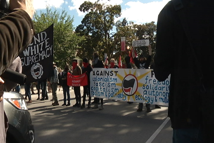 Hundreds protested at a rally in Peterborough in an effort to counter an anti-immigration rally.
