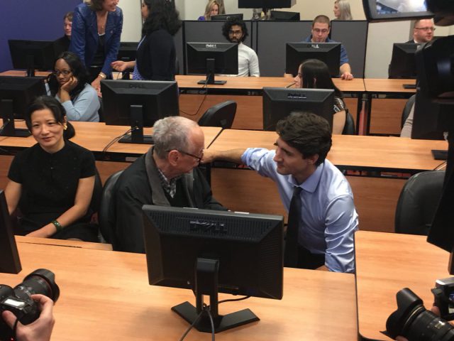 Prime Minister Justin Trudeau visited with clients of the YMCA's Employment Services Centre while in Burlington on Thursday.