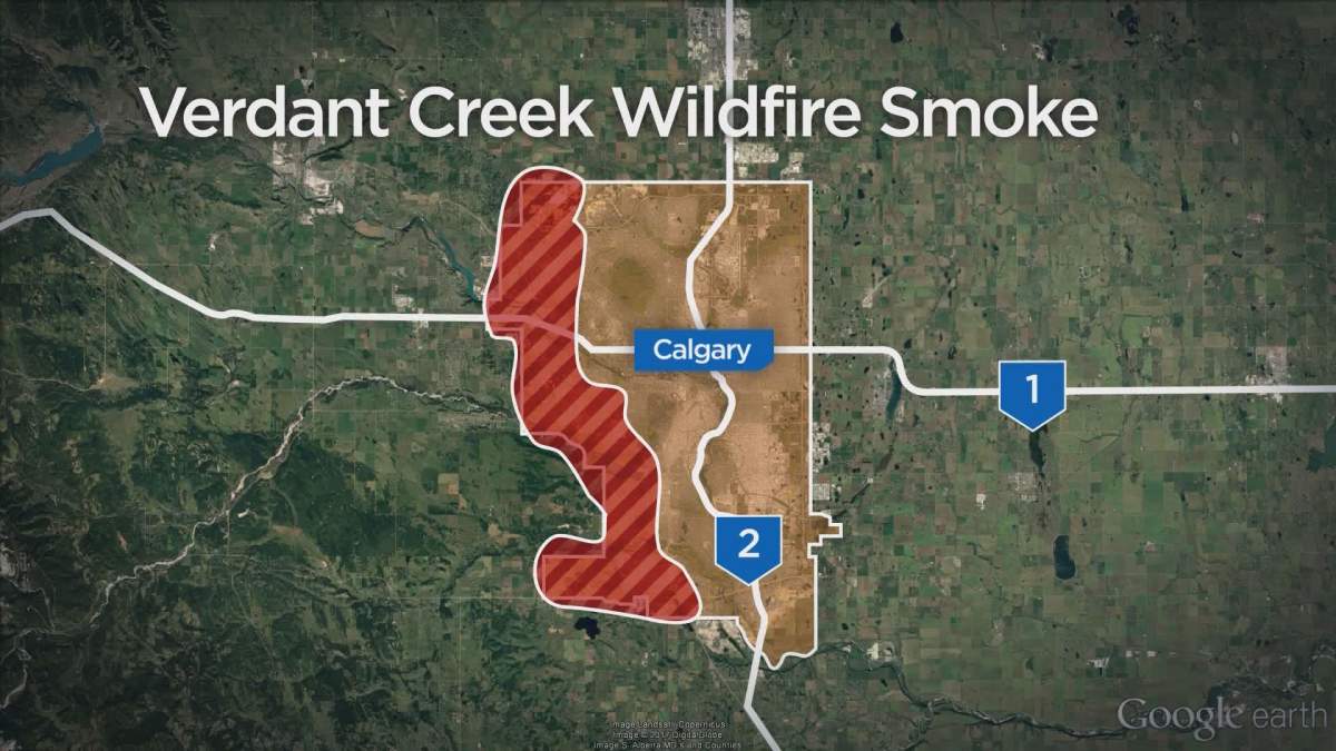 Area affected by the Verdant Creek wildfire