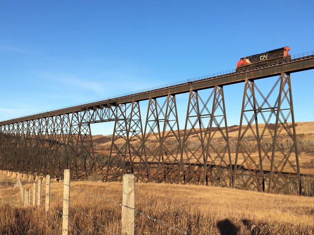 CN Rail’s Fabyan trestle bridge near Wainwright, Alta. on Wednesday, October 18, 2017.