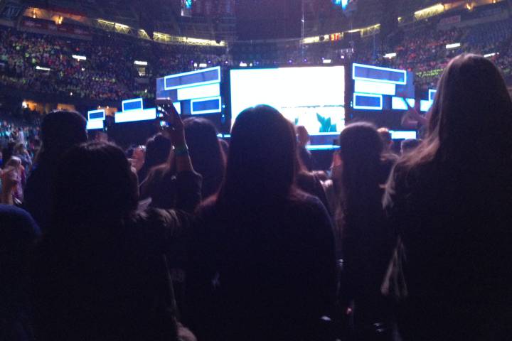 16,000 students fill the Scotiabank Saddledome for WE Day on October 27, 2015.