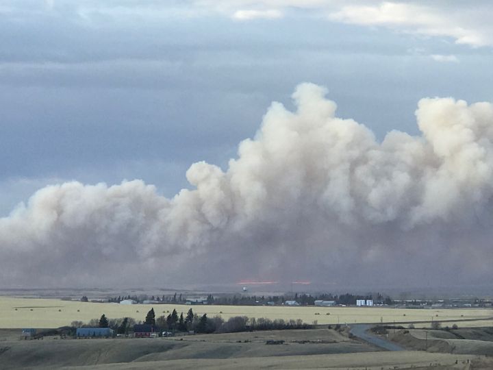 Viewer photo of the wildfire in Wheatland County, looking north toward Gleichen Tuesday, Oct. 17, 2017. 