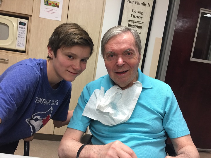 William Robertson with his grandson at Saint Brigid’s Home in Quebec City