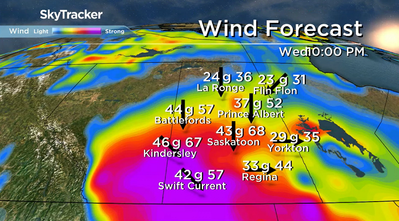 Winds could even exceed these values and gust in excess of 80 km/h Wednesday night.