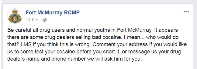 A screen capture of the alleged fake Fort McMurray RCMP Facebook account on Nov. 30, 2017.