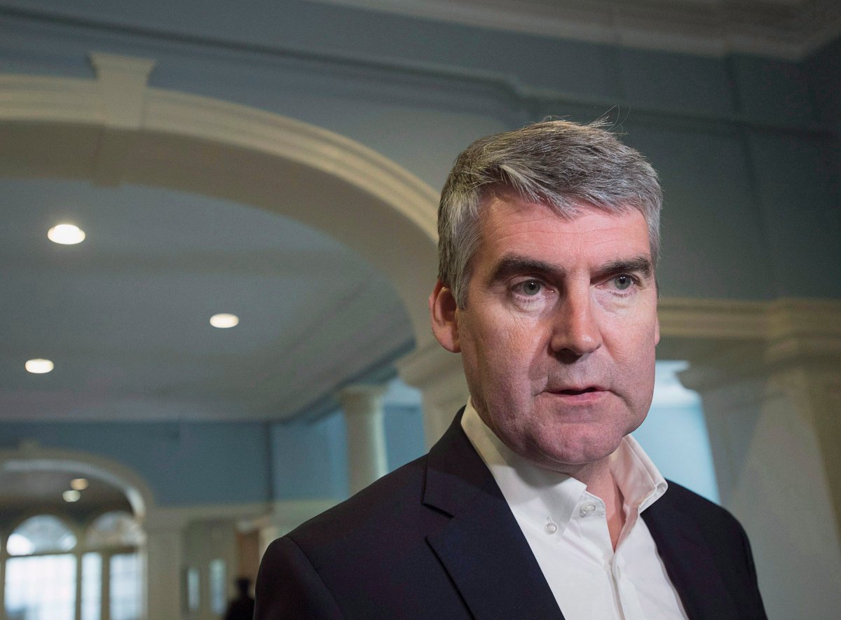 Nova Scotia Premier Stephen McNeil talks with reporters at the legislature in Halifax on Wednesday, May 31, 2017. 