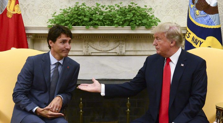 Justin Trudeau meets with Donald Trump in the Oval Office of the White House on Oct. 11, 2017. 