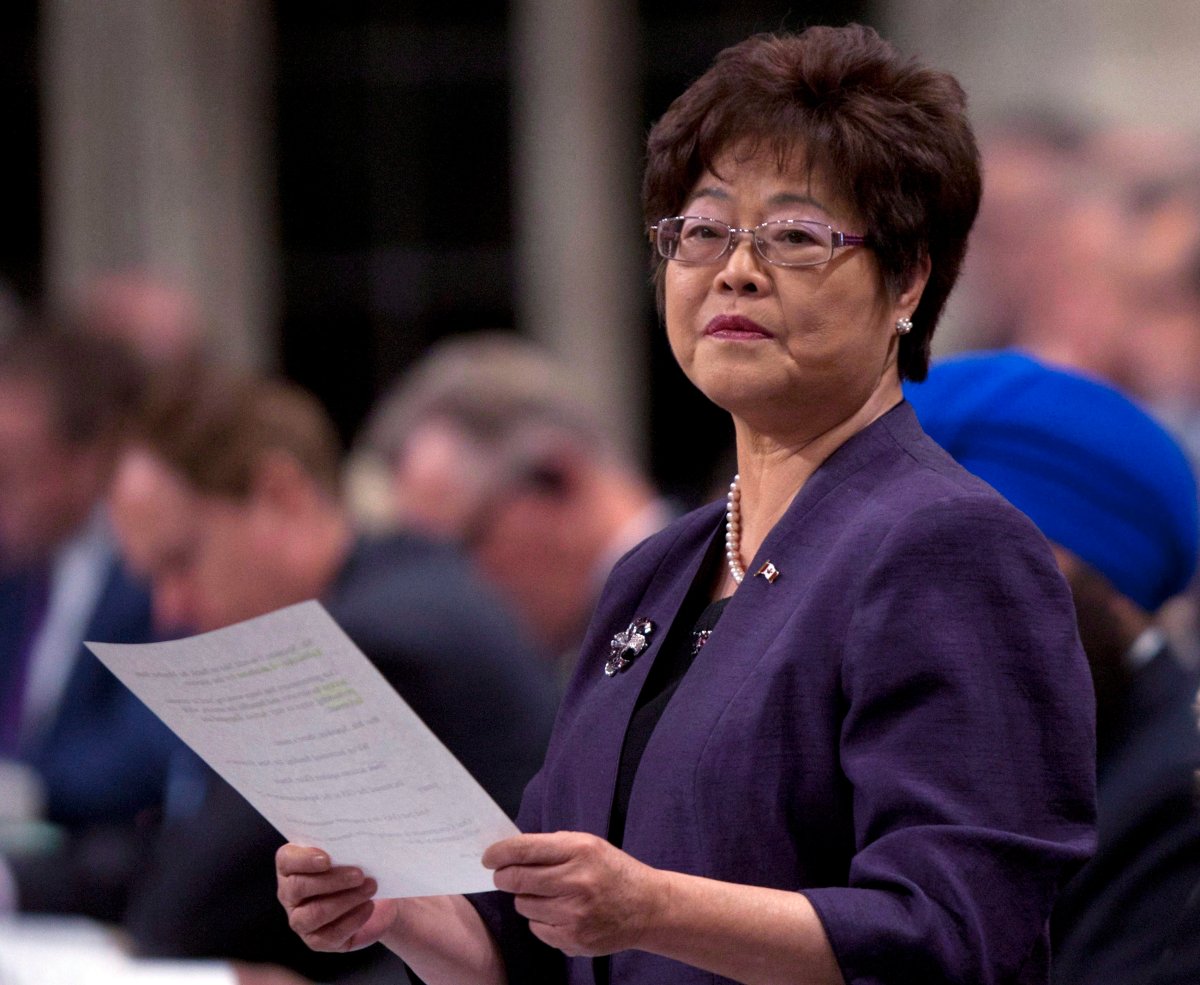 Alice Wong responds to a question during Question Period in the House of Commons in Ottawa on March 13, 2012. 