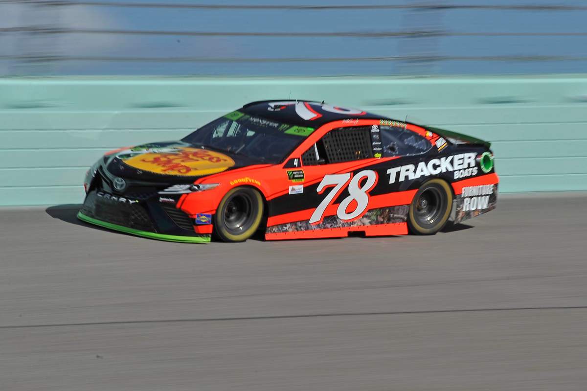 Martin Truex Jr. qualifies for Sunday's Monster Energy NASCAR Cup Series Ford EcoBoost 400 at Homestead-Miami Speedway, Saturday, Nov. 18, 2017, in Homestead, Fla.(AP Photo/Gaston De Cardenas).