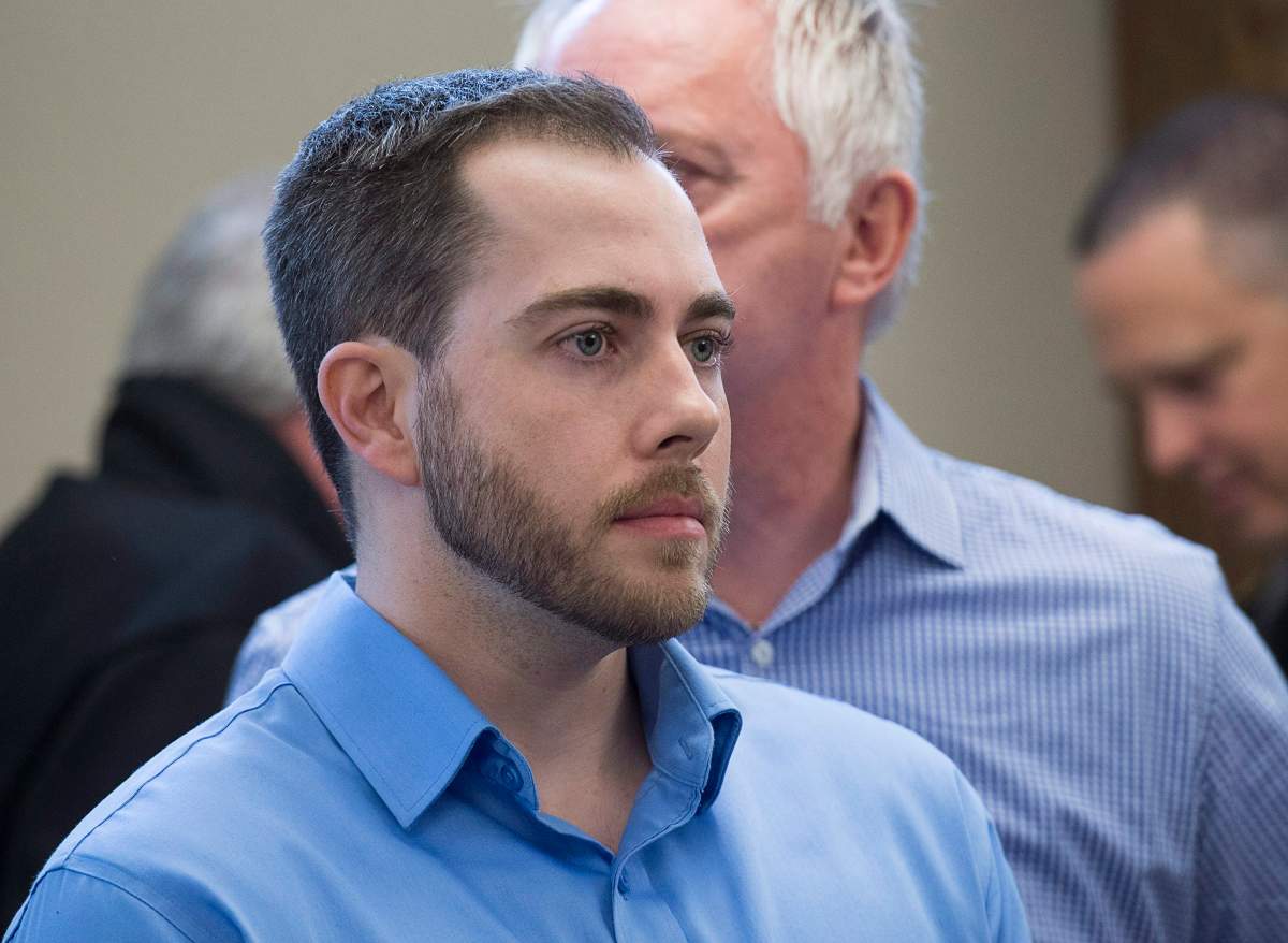 Christopher Calvin Garnier, charged with second-degree murder in the death of Truro police officer Const. Catherine Campbell, arrives at Nova Supreme Court for the start of his trial in Halifax on Monday, Nov. 20, 2017.