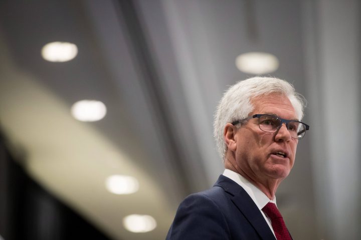 Federal Minister of Natural Resources Jim Carr speaks during the Greater Vancouver Board of Trade's annual Energy Forum, in Vancouver on Thursday, November 30, 2017.