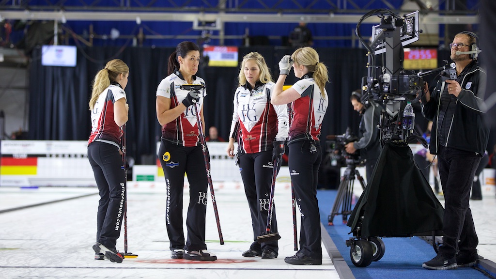 Team Jones pondering their next move at the Grand Slam of Curling. 