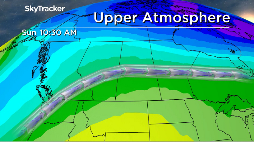 An upper ridge of high pressure begins to build in mild air into next week.
