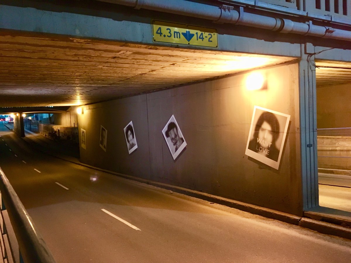 Several images featured in an art installation in downtown Calgary, several of which a U.K.-based comedian says were used without proper permissions. 