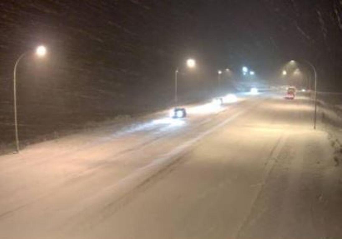 Roads into the B.C. interior were plagued with blowing snow and icy conditions following a winter-like storm Thursday. 