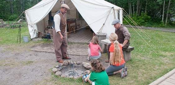 Costumed interpreters at Fort Edmonton Park’s Tent City share the history of boom time Edmonton.