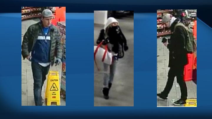Photos of three suspects were released by the Edmonton Police Service (EPS) on Thursday as they try to catch the people responsible for a series of break and enters in parkades in and around Alberta's capital.