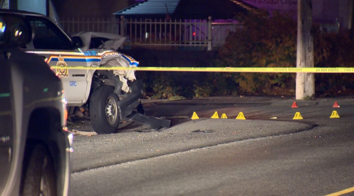 The Independent Investigations Office is probing a crash between a van and a Burnaby RCMP vehicle on Halloween night.  