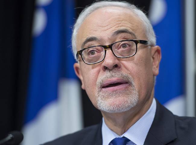 Quebec Finance Minister Carlos Leitao says plans to make cuts personal income taxes, Wednesday, Nov. 15, 2017.