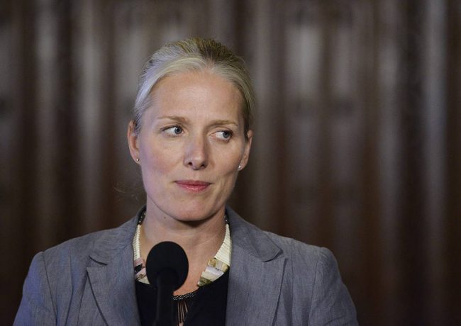 Minister of Environment and Climate Change Catherine McKenna talks with media in Ottawa on Friday, Sept. 22, 2017.