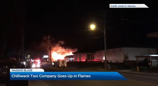 Massive fire destroys offices of Chilliwack taxi company - image