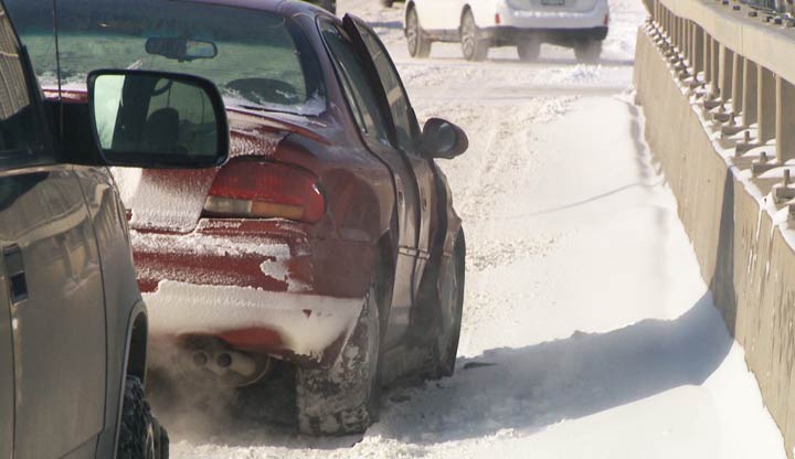 The city is urging motorists to slow down and drive with caution on icy Saskatoon roads.