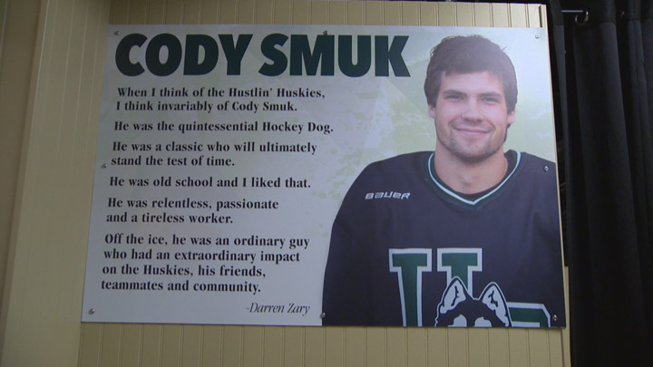 Inland Steel Products donates $150,000 to create ‘Smuker’s Lounge’ to honour former Saskatchewan Huskie hockey player Cody Smuk.