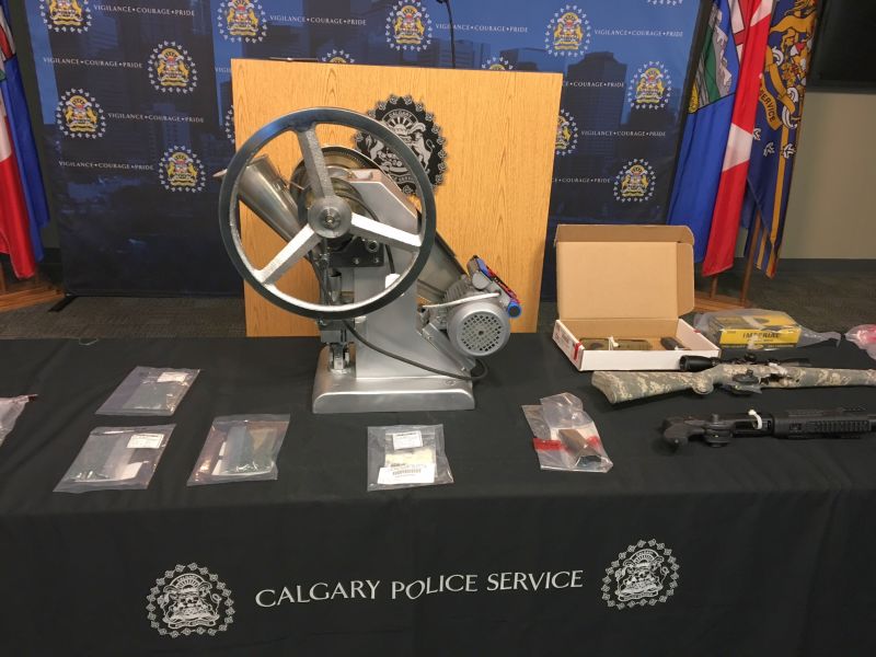 Items Calgary police said were seized in the search of a vehicle and an Evanston home on Oct. 12, 2017.