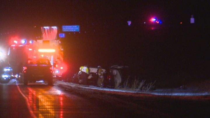 Police were called to a serious crash east of Calgary on Highway 901 Wednesday night.
