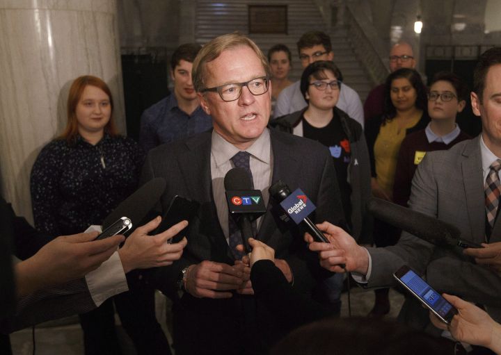 Education Minister David Eggen speaks about the passing of Alberta's controversial gay-straight alliance bill in Edmonton Alta, on Wednesday November 15, 2017. 