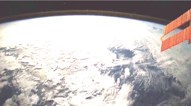 This European Space Agency image appears to show fireball illuminating clouds from above, suggesting the object was close to the Earth’s limb.