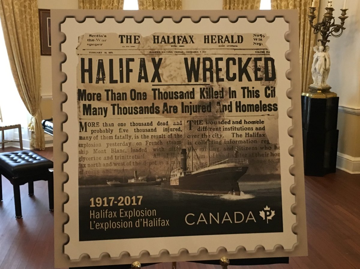 The stamp, unveiled on Nov. 6, commemorates the 100th anniversary of the Halifax Explosion.