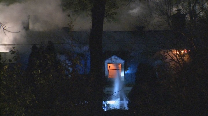 A fire destroyed a nearly 200-year-old home in Saint-Leonard overnight. Saturday, Nov. 4, 2017.