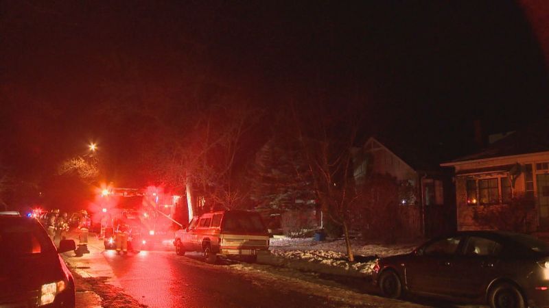 Calgary firefighters respond to a house fire in the area of 13 Street and 5 Avenue N.W. on Monday, Nov. 13, 2017. 