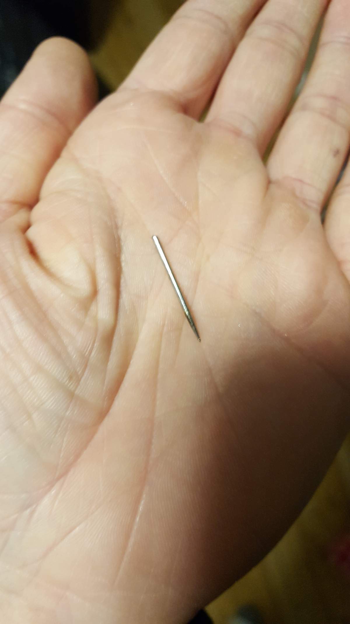 A Fredericton parent has reported finding this needle in a chocolate bar after the family went trick-or-treating last night.
