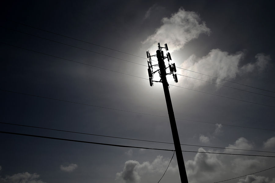 A cellular communication tower is seen in March 6, 2014 in Oakland, California. 
