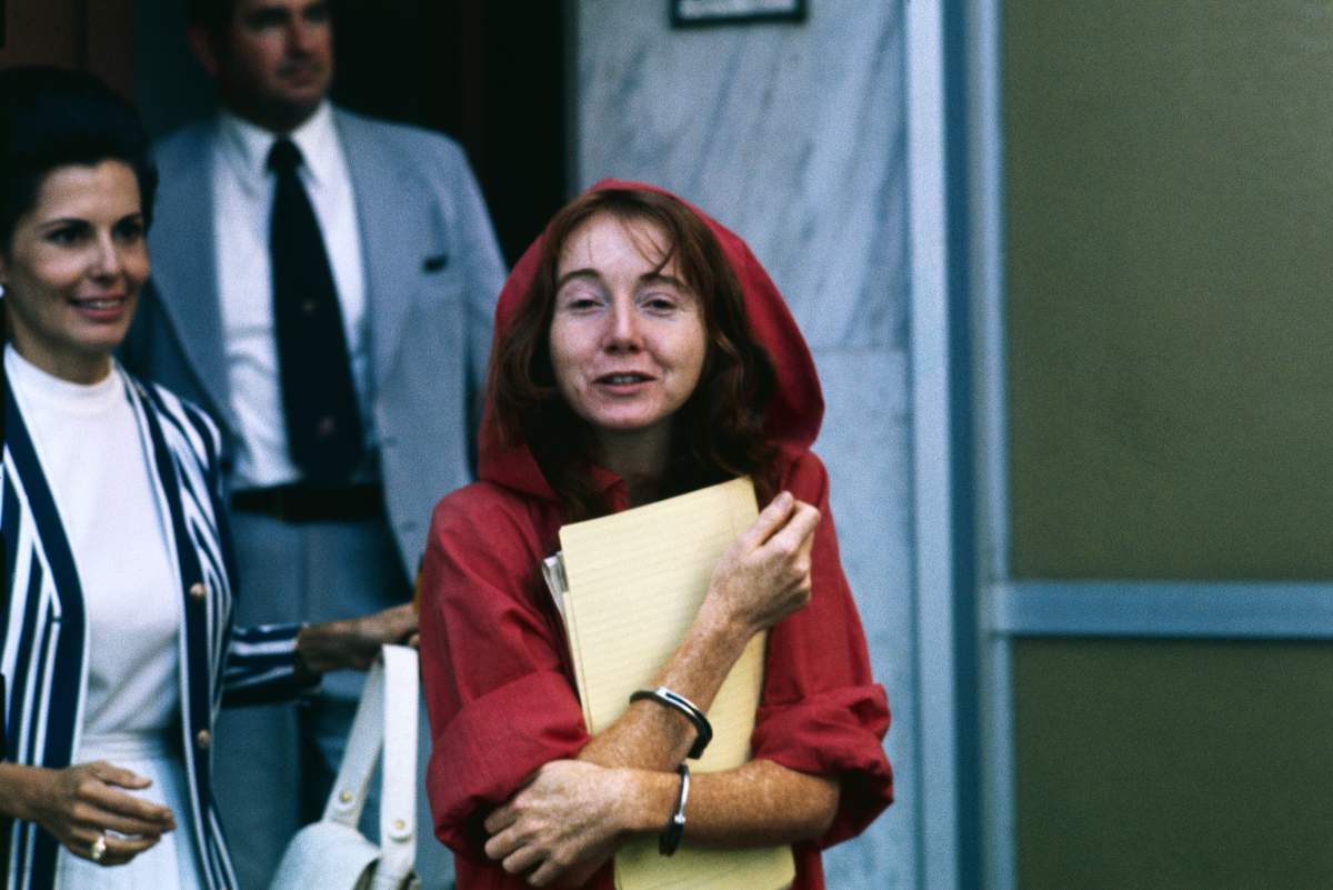 Lynette “Squeaky” Fromme, shown leaving the courthouse after her first hearing on the charge of attempting the assassination of President Gerald Ford.