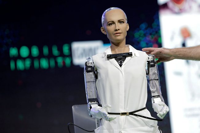 BEIJING, CHINA – APRIL 29: (CHINA OUT)Sophia the robot is seen during the 2016 Global Mobile Internet Conference in Beijing, China, April 29, 2016.