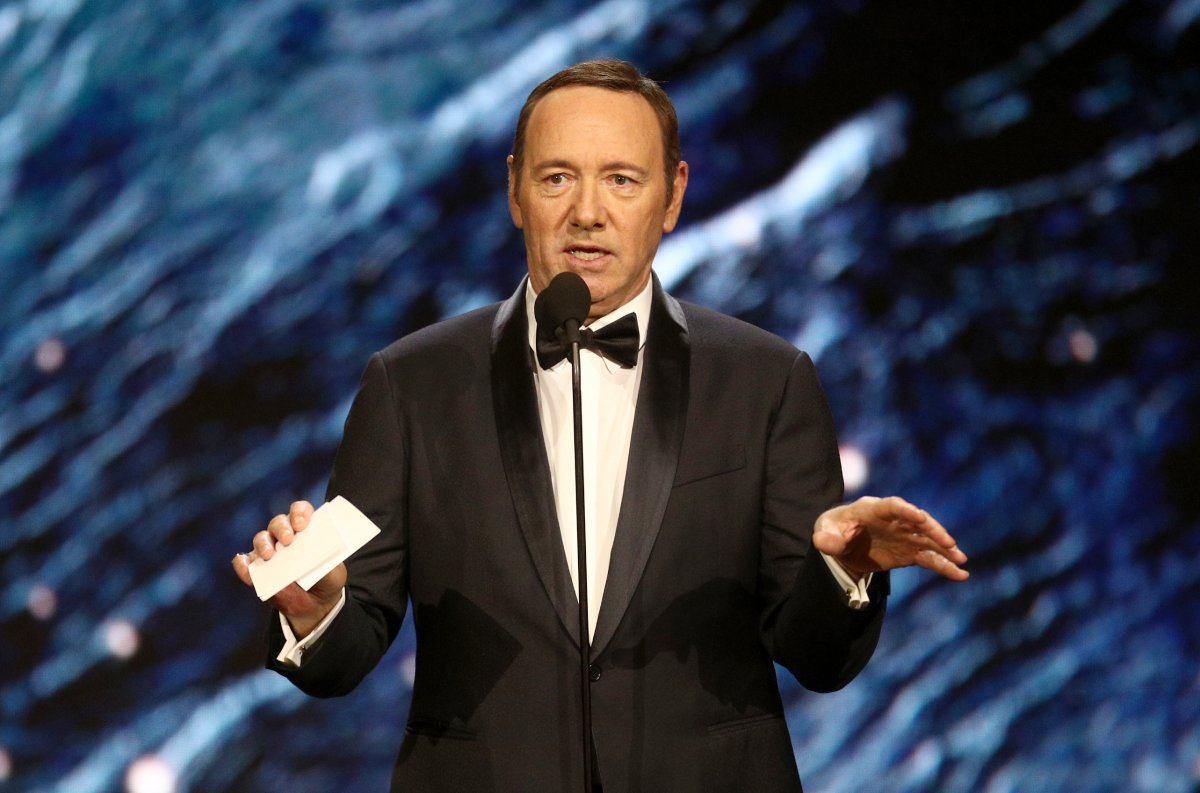 Kevin Spacey onstage to present Britannia Award for Excellence in Television presented by Swarovski at the 2017 AMD British Academy Britannia Awards Presented by American Airlines And Jaguar Land Rover at The Beverly Hilton Hotel on October 27, 2017 in Beverly Hills, California. 