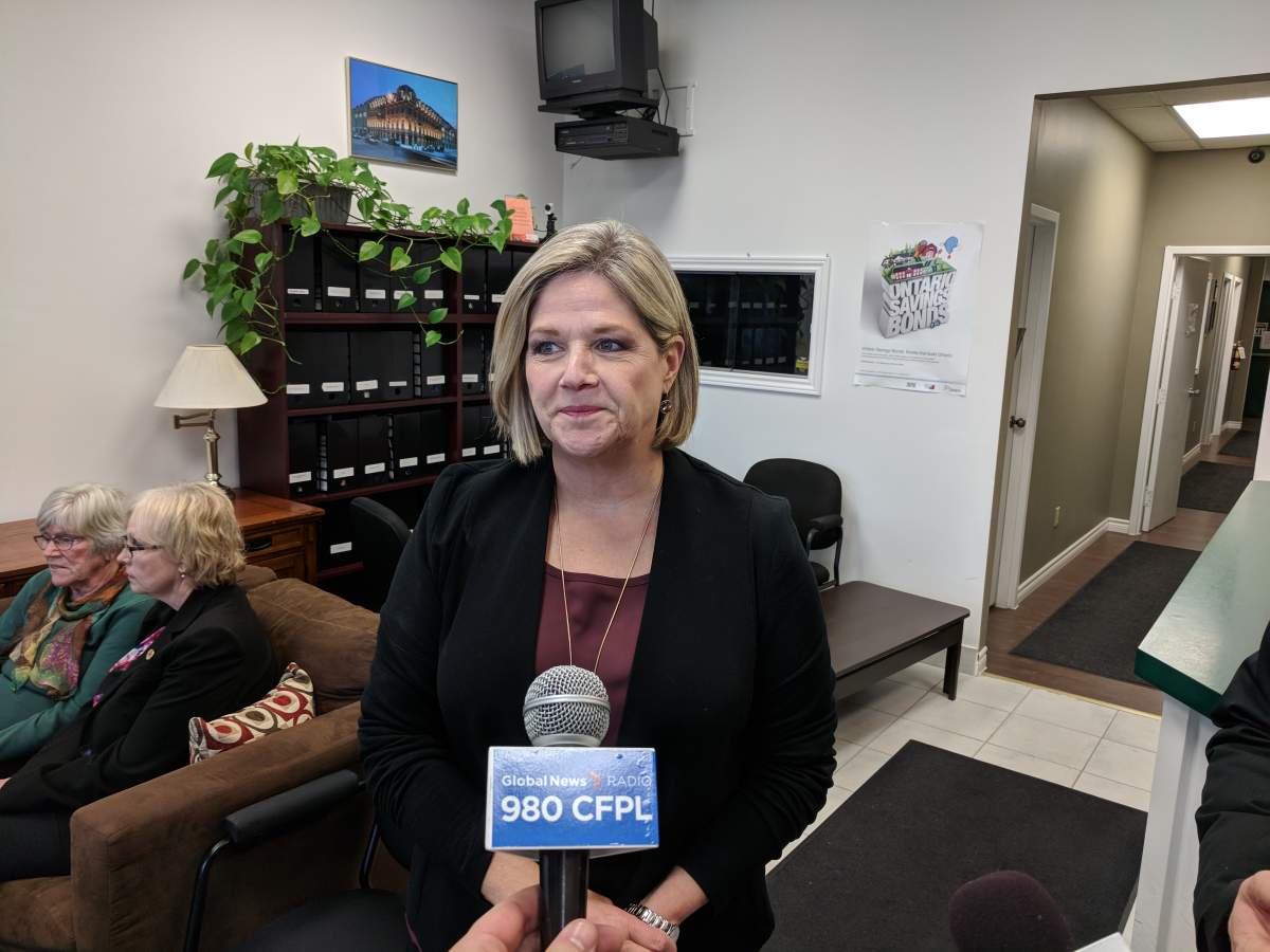 Provincial NDP Leader Andrea Horwath speaks to reporters about the overcrowding issues at Ontario hospitals.