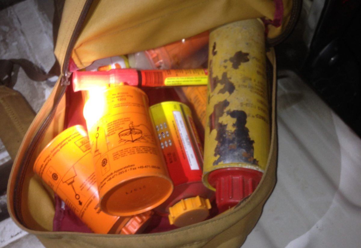Officers have located a very large number of marine-use emergency flares in storage.