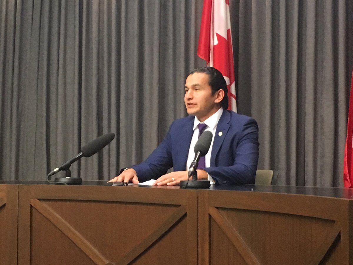 Provincial NDP leader Wab Kinew gave his alternative throne speech at the Manitoba legislature Friday. 