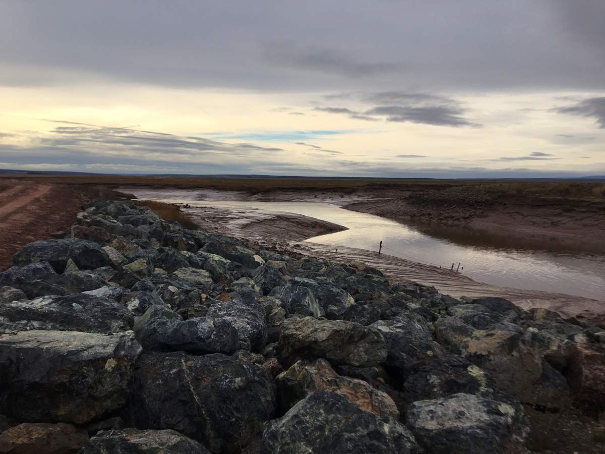 Amherst, N.S., Mayor David Kogon says sea levels are projected to
rise in the Bay of Fundy over 15 to 20 years to the point where the
Isthmus of Chignecto will flood, even without a storm surge.