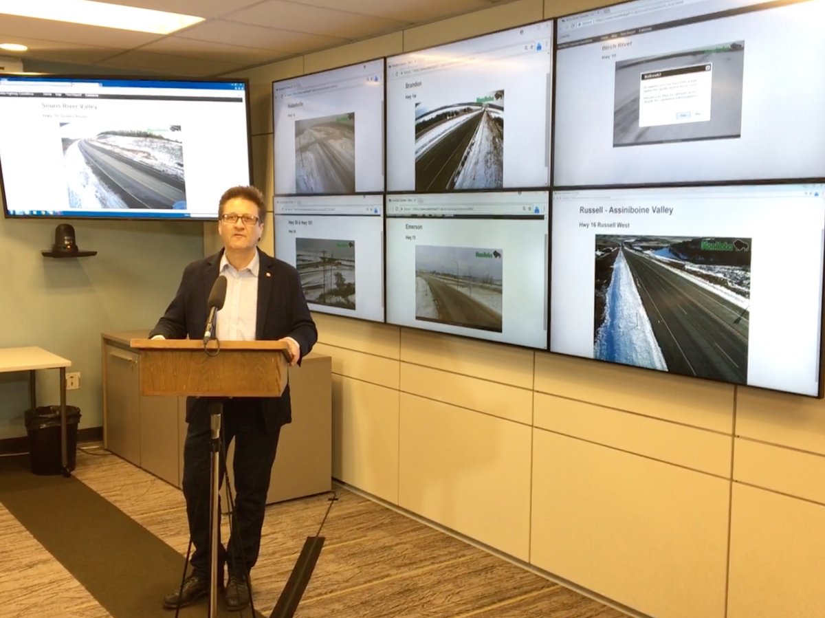 Manitoba's Infrastructure Minister Ron Schuler announced new road condition cameras Wednesday.