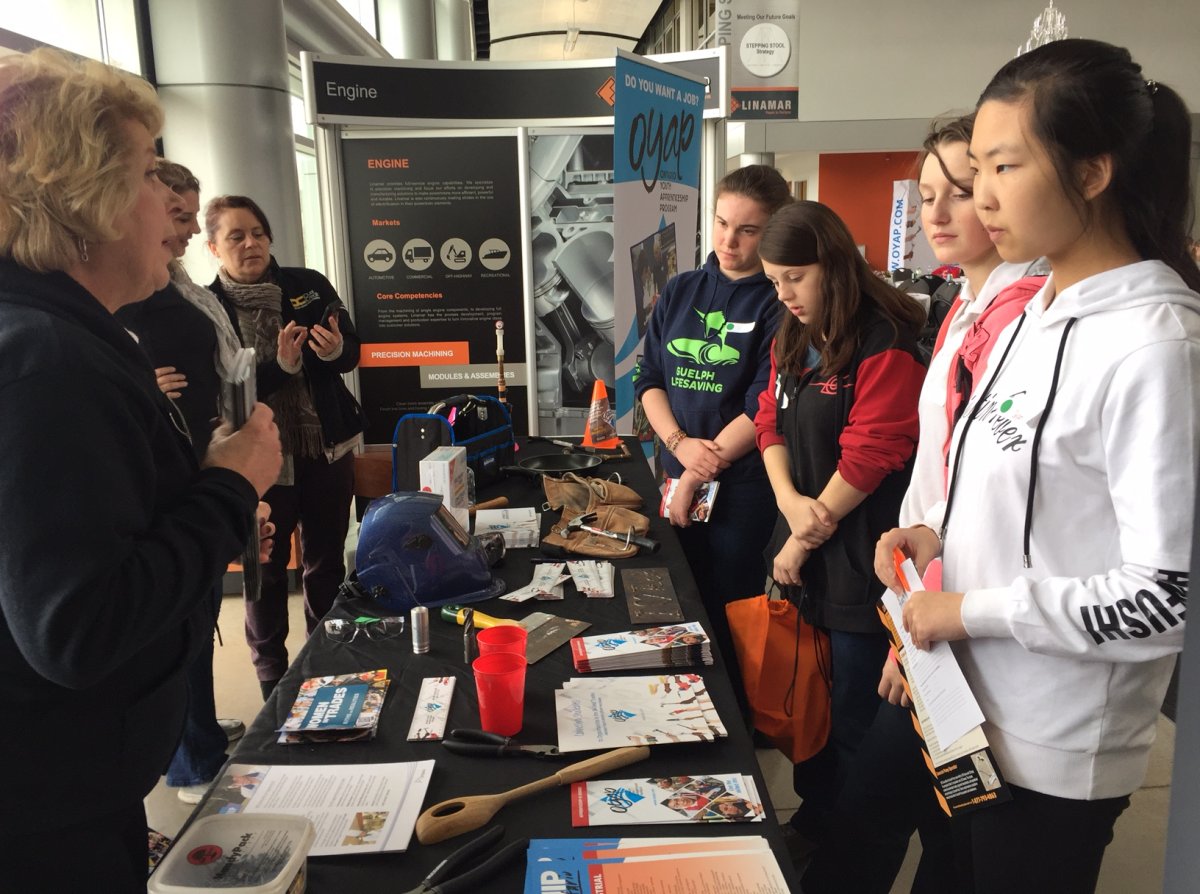 Female students from around Guelph and Waterloo got an opportunity Wednesday to explore a possible career in trade skills and technologies. 