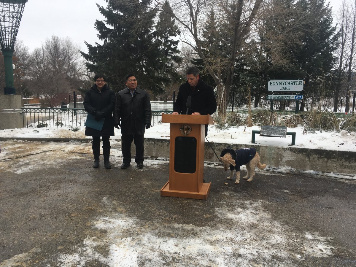 Dignitaries and dogs celebrated the opening of a new off-leash dog park Downtown Thursday. 