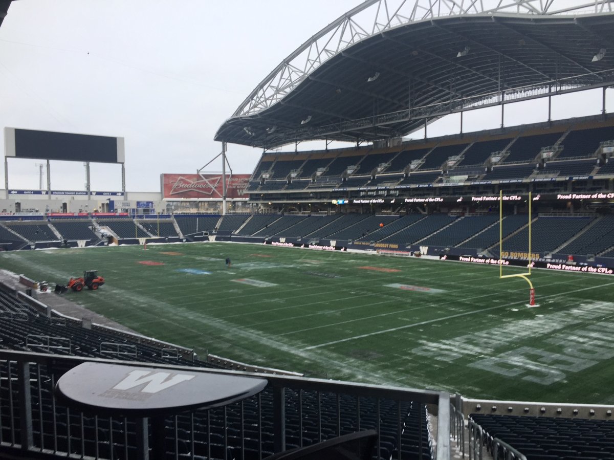 A frosty Investor's Group Field in Winnipeg was home to the CFL West Semi-Final between the Edmonton Eskimos and the Winnipeg Blue Bombers.