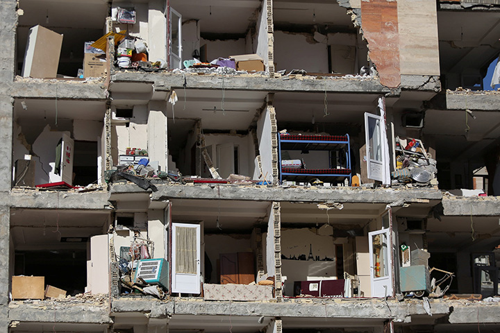 A damaged building is seen following an earthquake in Sarpol-e Zahab, Iran November 13, 2017.