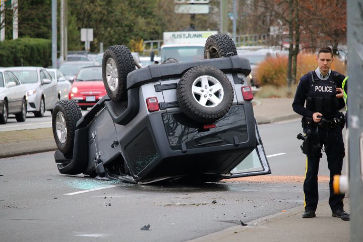 A jeep was involved in a collision in Langley.